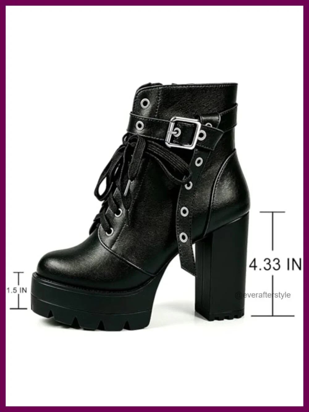 Chunky Heel Platform Ankle Boots with Zipper Lace Up Gothic Punk Booties